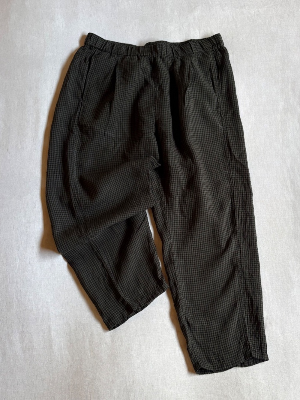 Eileen Fisher Checkered Linen Pants